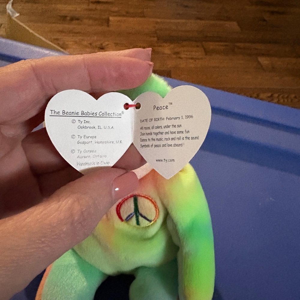 Ty Multicolor Peace Bear Plush